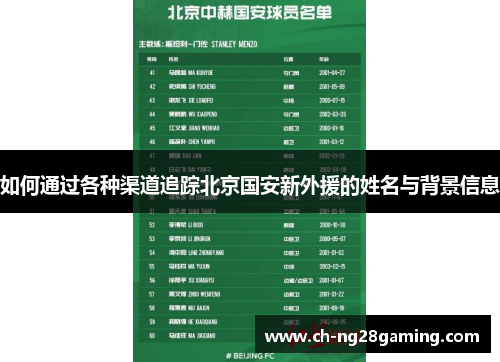 如何通过各种渠道追踪北京国安新外援的姓名与背景信息